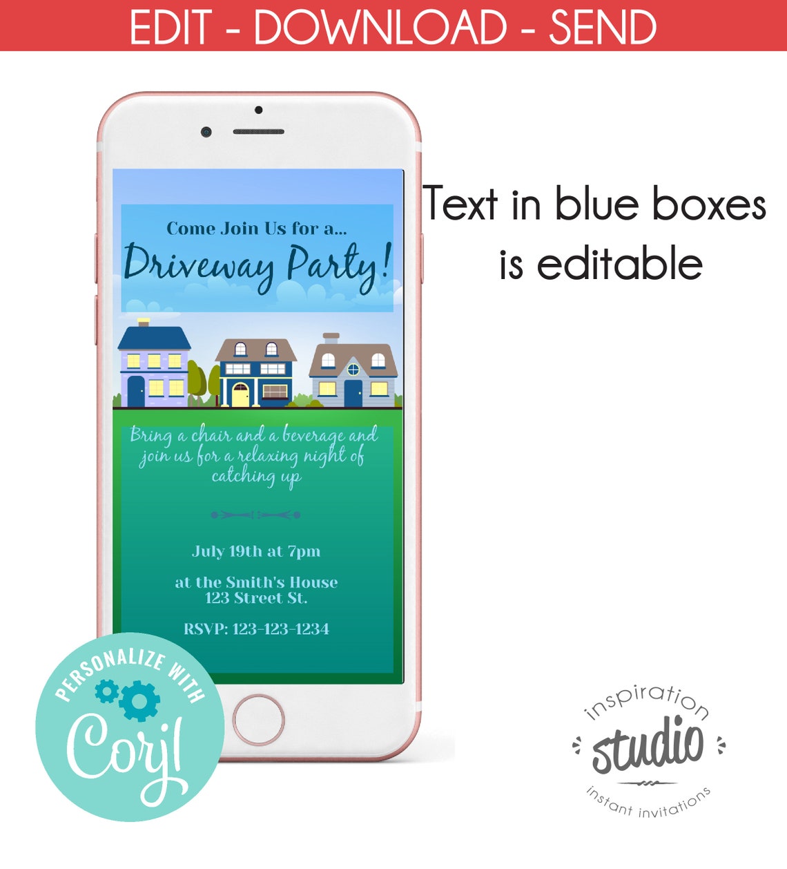 Driveway Party Invite Neighborhood Block Invitation Etsy