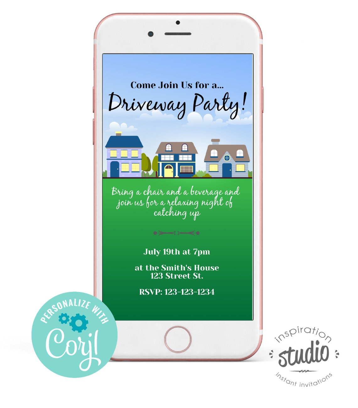 Driveway Party Invite Neighborhood Block Invitation Etsy