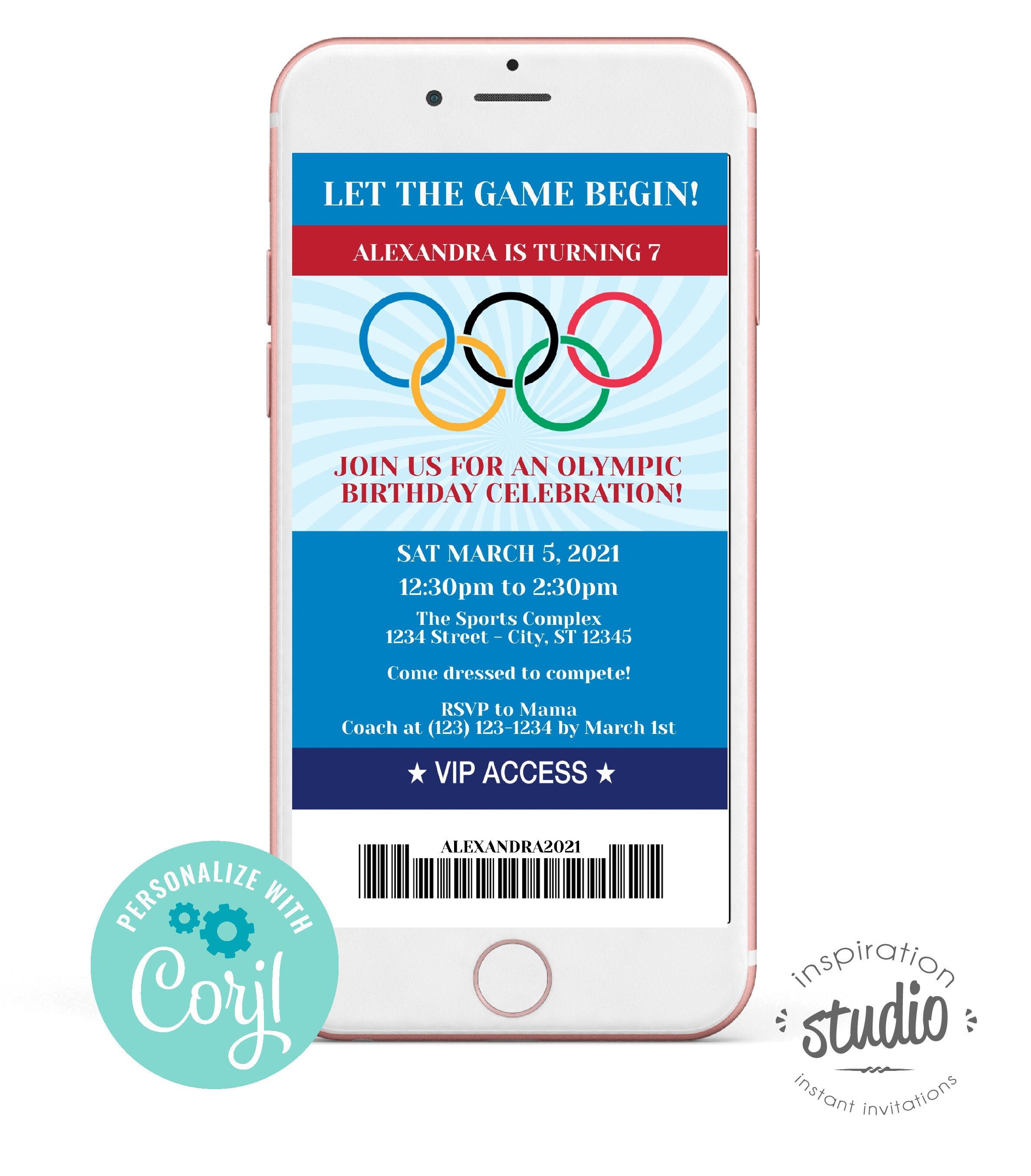 Olympic Invite, Let the games Begin, Olympics Ticket Invitation, Elec…