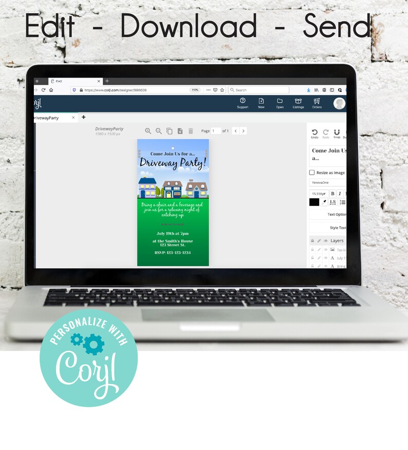 Driveway Party Invite Neighborhood Block Invitation Etsy