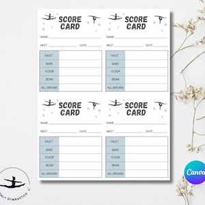 Personalisierte Gymnastik-Score-Karten | Bearbeitbare Canva Vorlage