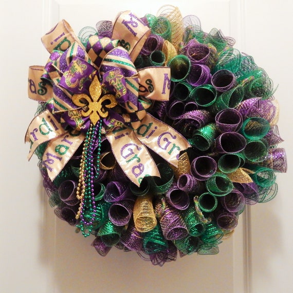 Mardi Gras Wreath Front Door Wreath Mardi Gras Decoration Etsy