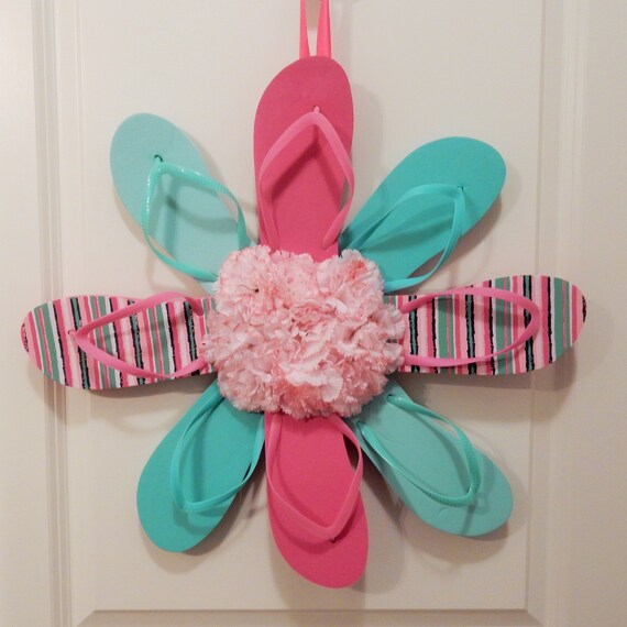 Flip Flop Wreath For Front Door Beach Wreath Coastal Wreath Etsy