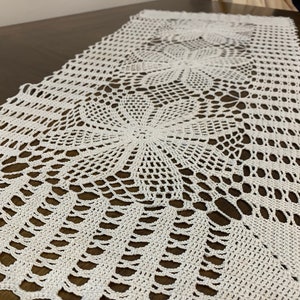 Handmade Crochet Table Runner w/ Flowers