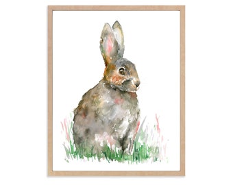 Watercolor Rabbit Bunny Wall Art Print Kids Nursery Decor Artwork DIGITAL DOWNLOAD