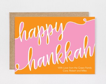 Hanukkah Card, Personalized Hanukkah FLAT, Typography Happy Hanukkah, Chanukah Card PRINTED or DIGITAL