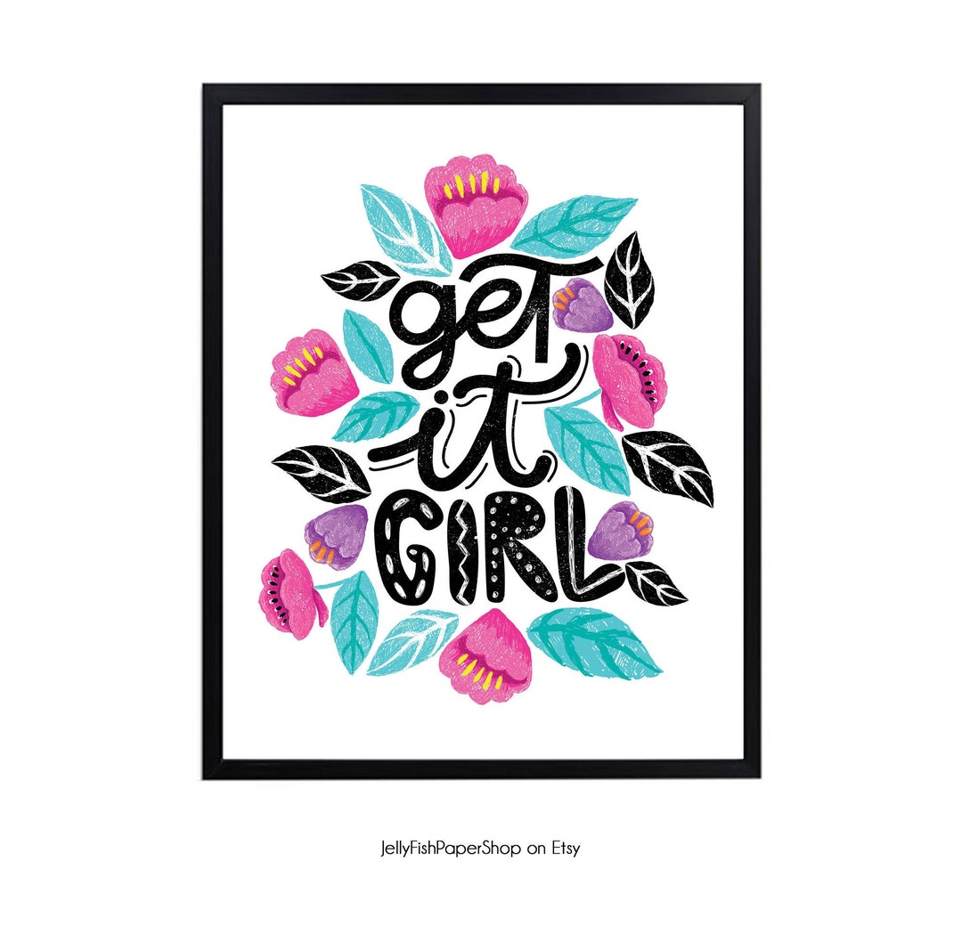 Dream Big Wall Art Print Girl Power Teen Decor Floral Artwork Etsy UK