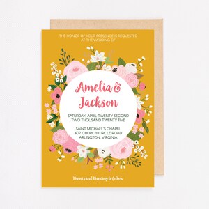 Gold Floral Circle Birthday Bridal Shower Baby Shower Wedding Personalized Birthday Invitation PRINTED OR DIGITAL