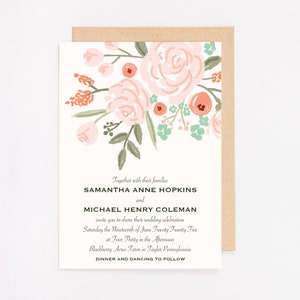 Peach Floral Branch Birthday Bridal Shower Baby Shower Wedding Personalized Birthday Invitation PRINTED OR DIGITAL
