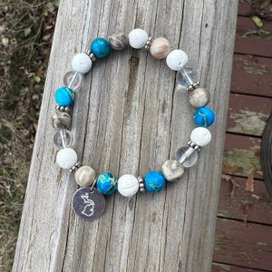 Lake Michigan Inspired Beaded Petoskey Stone Bracelet