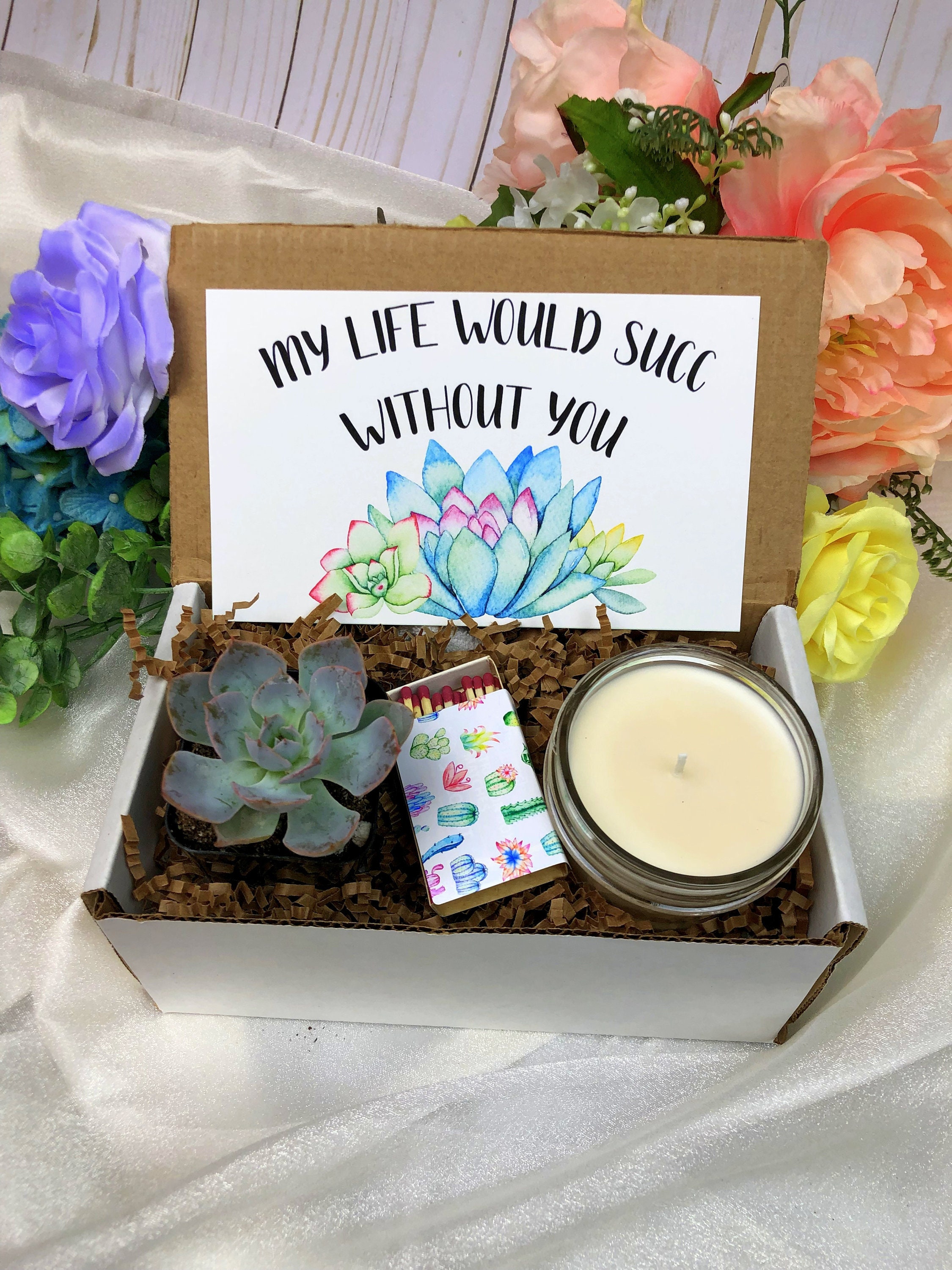 Miss youSucculent gift boxCare packageLive SucculentMom's giftFriends giftEncouragement giftcare packageMothers day giftSoy candle