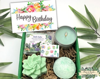 Happy Birthday Spa Gift Set, Succulent Soap Gift, Send a Birthday Gift, Ship a birthday gift, best birthday gift ideas