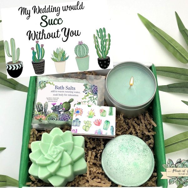 bridesmaid proposal, maid of honor, bridesmaid gift, succulent gift, will you be my, succulent gift box, wedding would succ without you