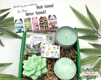 New Home Gift, Housewarming Gift, New Apartment Gift Set, Spa gift set for her, Welcome Home, first home gift, moving out gift, succulent