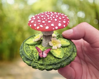 Handmade Red Mushroom – Fantasy Toadstool Decor – Woodland Gift - Decoration for Shelf