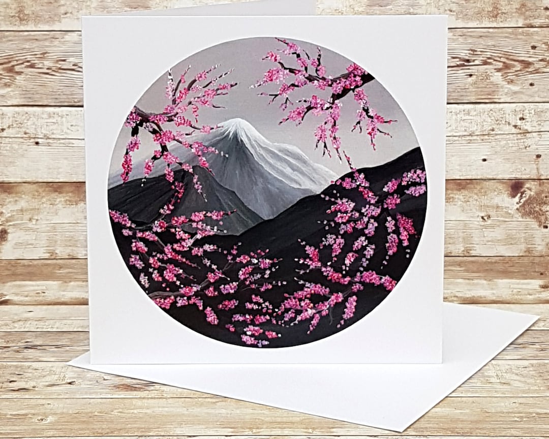 Cherry Blossom Blank Greeting Card Art Print - Etsy UK