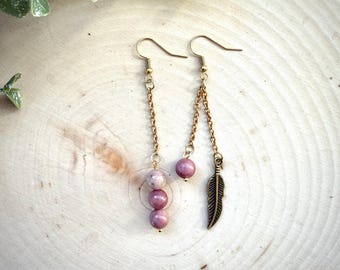 Asymmetrical Dangle Earrings, Elegant Gemstone Drop Earrings