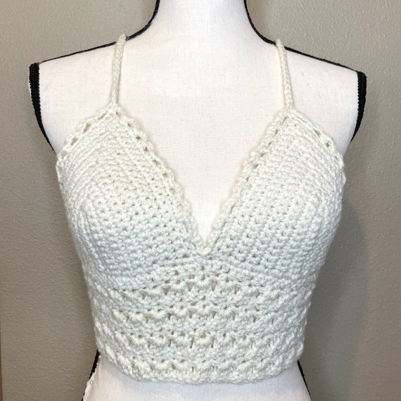 Boho Open Back Crochet Bralette Top Handmade Backless Lace-up - Etsy