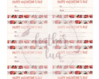 Etichetta o cartellino regalo di San Valentino con fragole, stampa digitale per progetti di artigianato e design
