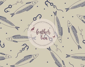 Modello digitale monocromatico senza cuciture Oceano Sardine per progetti di artigianato e design