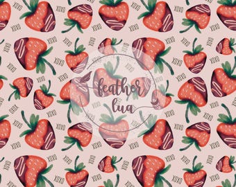 Stampa XOXO con motivo digitale senza cuciture a forma di cioccolato e fragole di San Valentino per progetti di artigianato e design