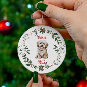 Maltese Christmas Ornaments Custom Gift for Dog Lover Maltipoo Personalizable Ceramic Christmas Ornament Gift Maltese Owner Personalized
