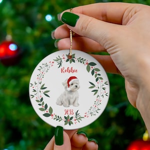 Maltese Christmas Ornaments Custom Gift for Dog Lover Maltipoo Personalizable Ceramic Christmas Ornament Gift Maltese Owner Personalized