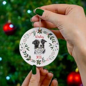Collie Christmas Ornaments Custom Gift for Dog Lover Border Collie Personalizable Ceramic Christmas Ornament Gift Collie Owner Personalized