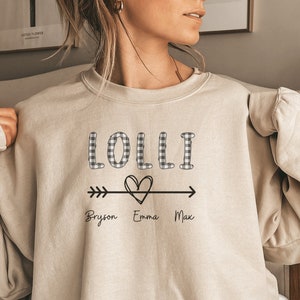 Lolli Sweatshirt Personalized with Names Custom Lolli Sweatshirt Leopard Print Cute Lolli Shirt Gift Birthday Mothers Day Gift Lolly Lollie