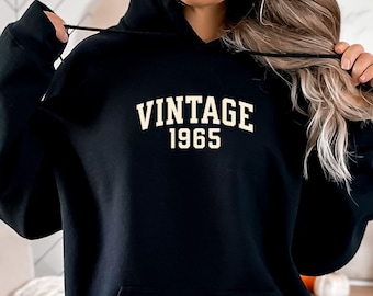 1965 Sweatshirt 60th Birthday Hoodie Gift Men or Women, Vintage 1965 Birthday Shirt, Customize with Any Birth Year, Personalized Crewneck