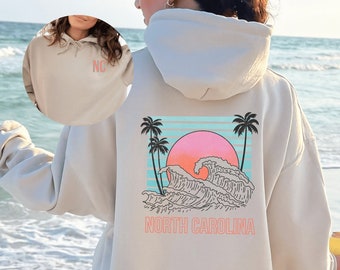 North Carolina Beach Sweatshirt Hoodie Shirt NC Sweatshirt for Women Cute Custom Beach Hoodie Trendy Beach Vibe Coconut Girl Aesthetic 3XL