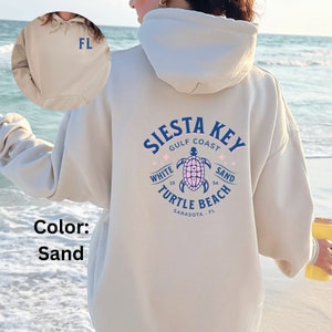 Siesta Key Beach Hoodie Front Back Design Gift for Her, Siesta Beach Hoodie, Beach Sweatshirt for Women, Sand Hoodie Back, Sarasota Florida