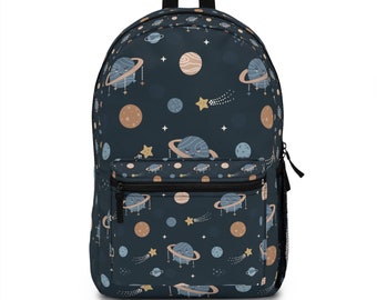 Planets Print Kids Backpack for Back to School, Backpack with Solar System Pattern,  Outer Space Carryon Bag, Kids Medium Backpack Gift