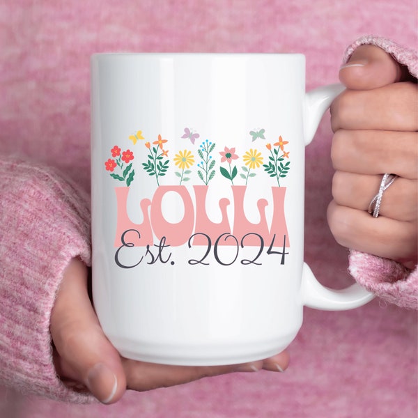 Lolli Mug Custom with Established Date Personalized Gift Idea Mothers Day Customized Coffee Mug for Lolly from Grandchildren Floral Design