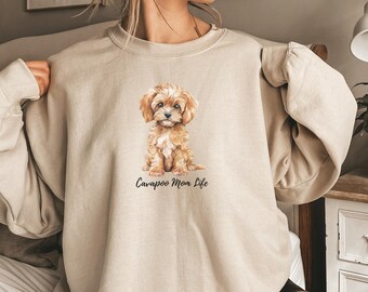 Cavapoo Mom Life Sweatshirt Gift for Dog Lover, Cute Cavapoo Crewneck