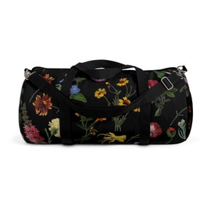 Floral Wildflower Canvas Duffel Bag for Women, Dance Bag Duffel, Wildflower Weekender Duffel, Gardener Gift, Teen Overnight Bag, Road Trip