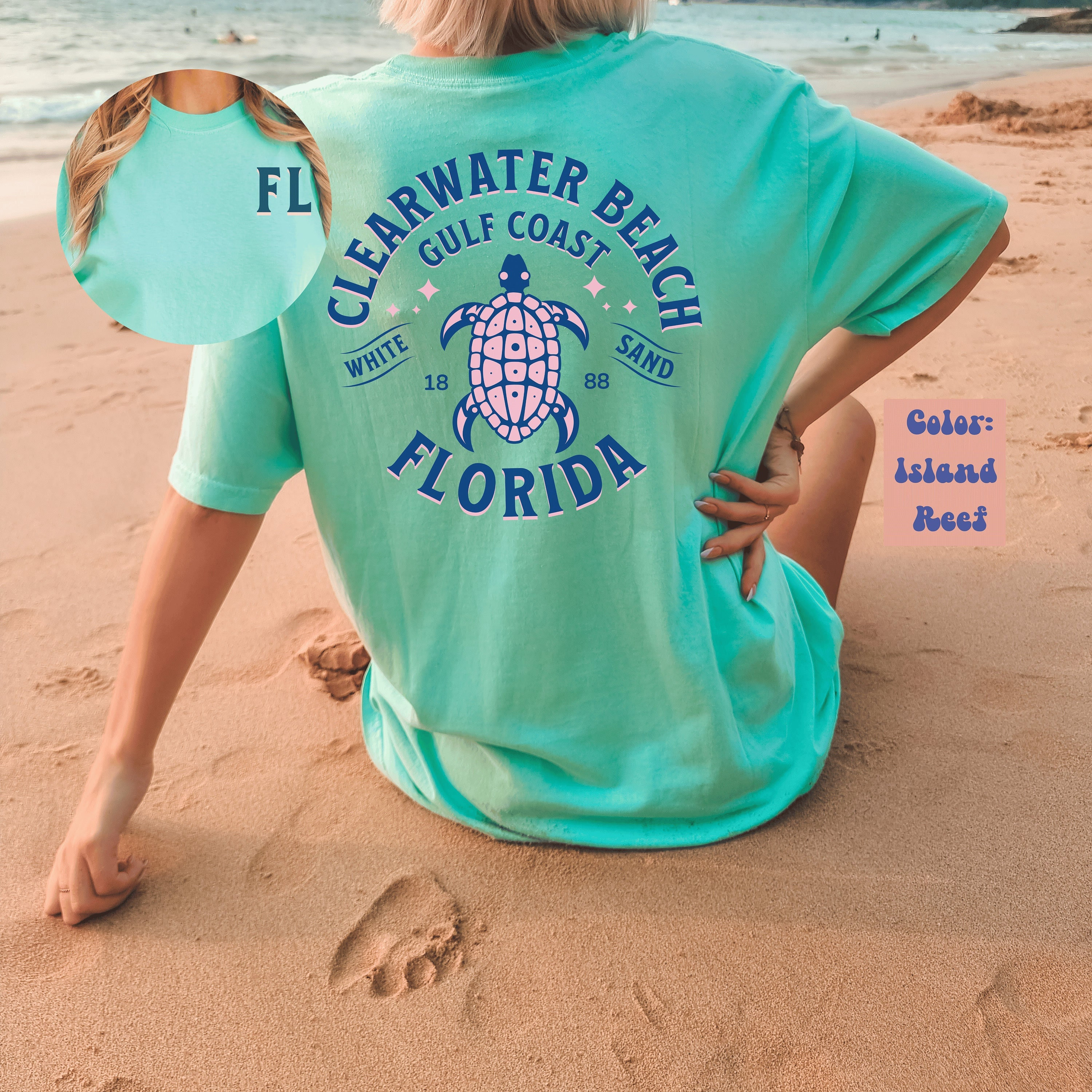 Clearwater Beach Shirt Comfort Colors Front Pocket Back Design