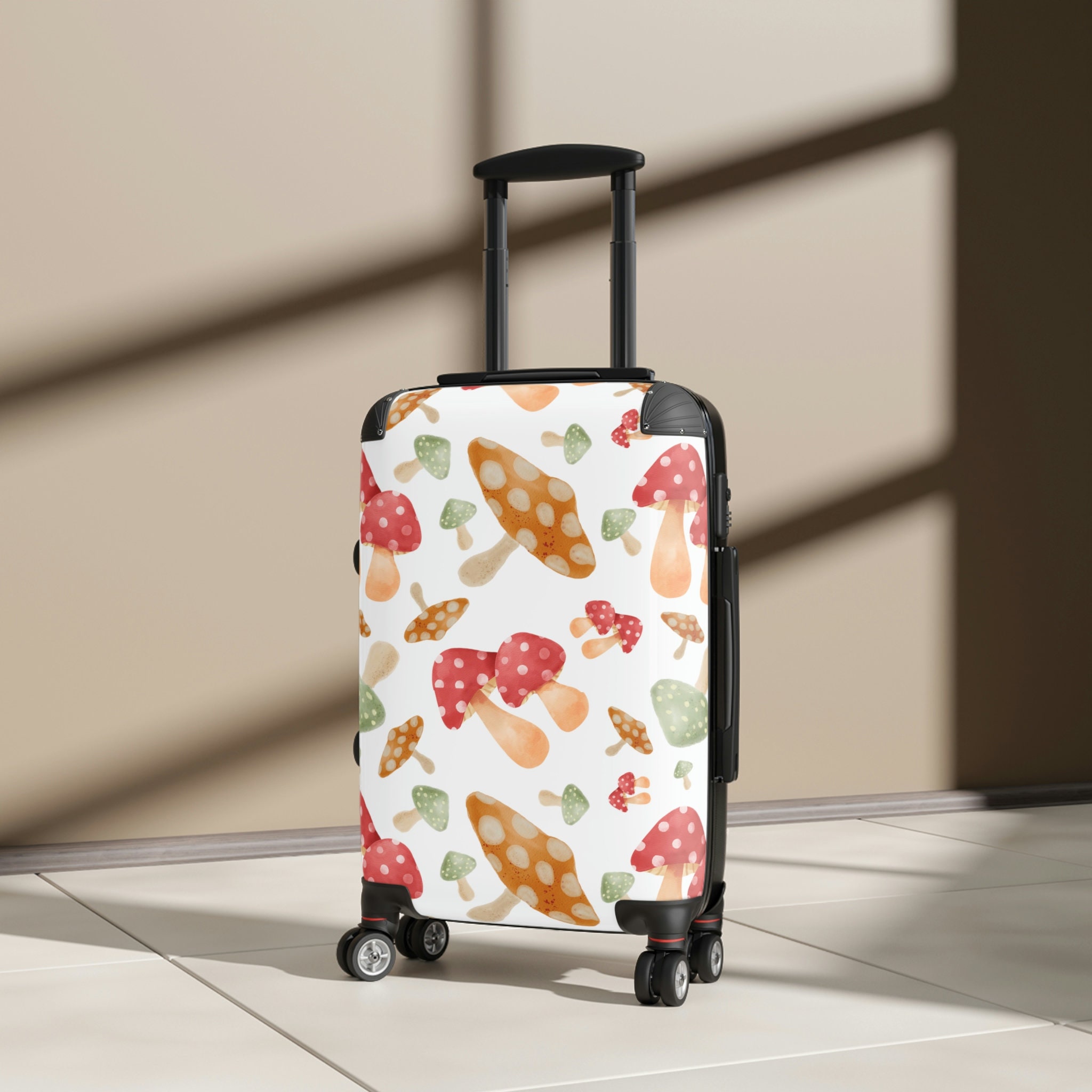 Mushroom Carry On Suitcase, Cute Travel Suitcase