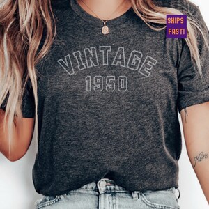 75th Birthday Shirt Gift Men Women, Vintage 1950 Birthday Shirt, Customize with Any Birth Year, Personalized Shirt