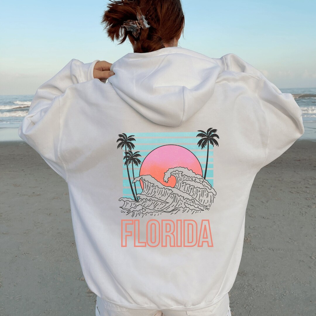 Florida Beach Hoodie Front Back Design Gift for Her, FL Beach Hoodie ...