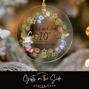 10th Anniversary Gift Ornament, 10th Anniversary Ornament, 10th Anniversary Gift, Ornament Christmas Anniversary, Custom Glass Xmas Ornament