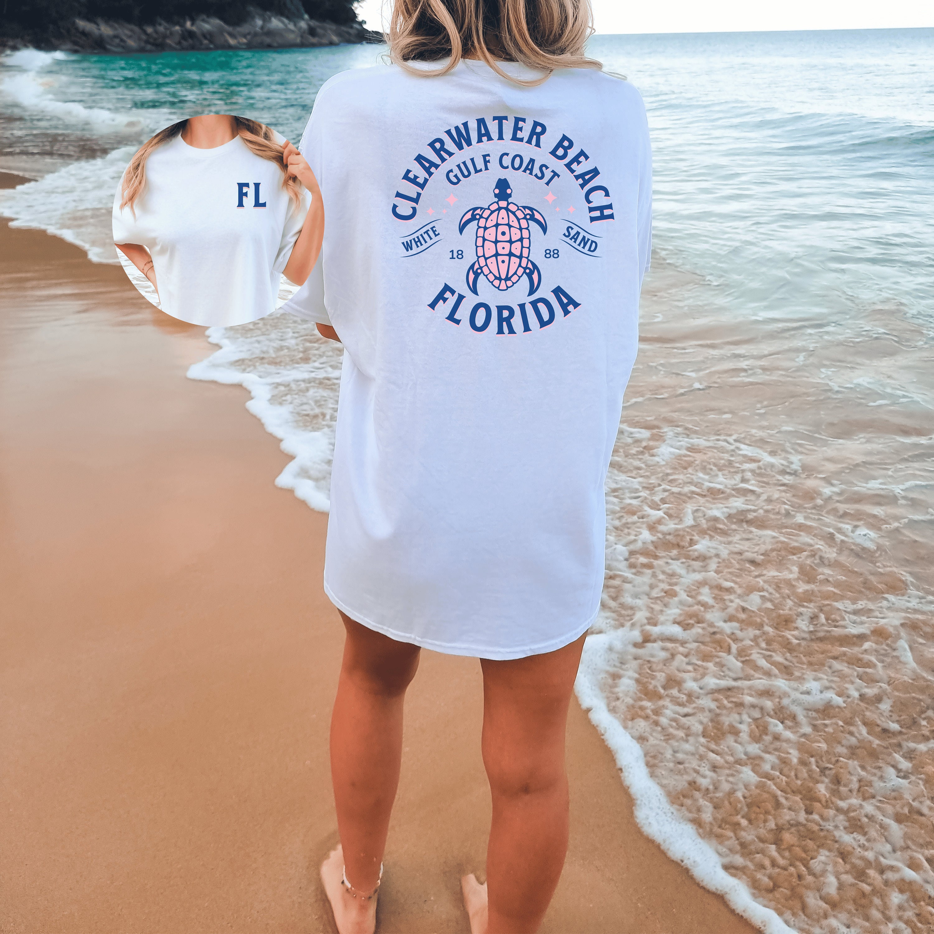 Clearwater Beach Shirt Comfort Colors Front Pocket Back Design