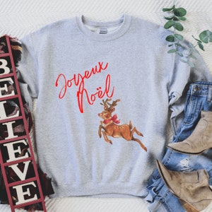 Joyeux Noel Sweatshirt, C&#39;est Noel Sweatshirt, Vetements Joyeux Noel, Christmas Sweatshirt, Pull de Noel, Le Petit Renne Rudolph Sweatshirt