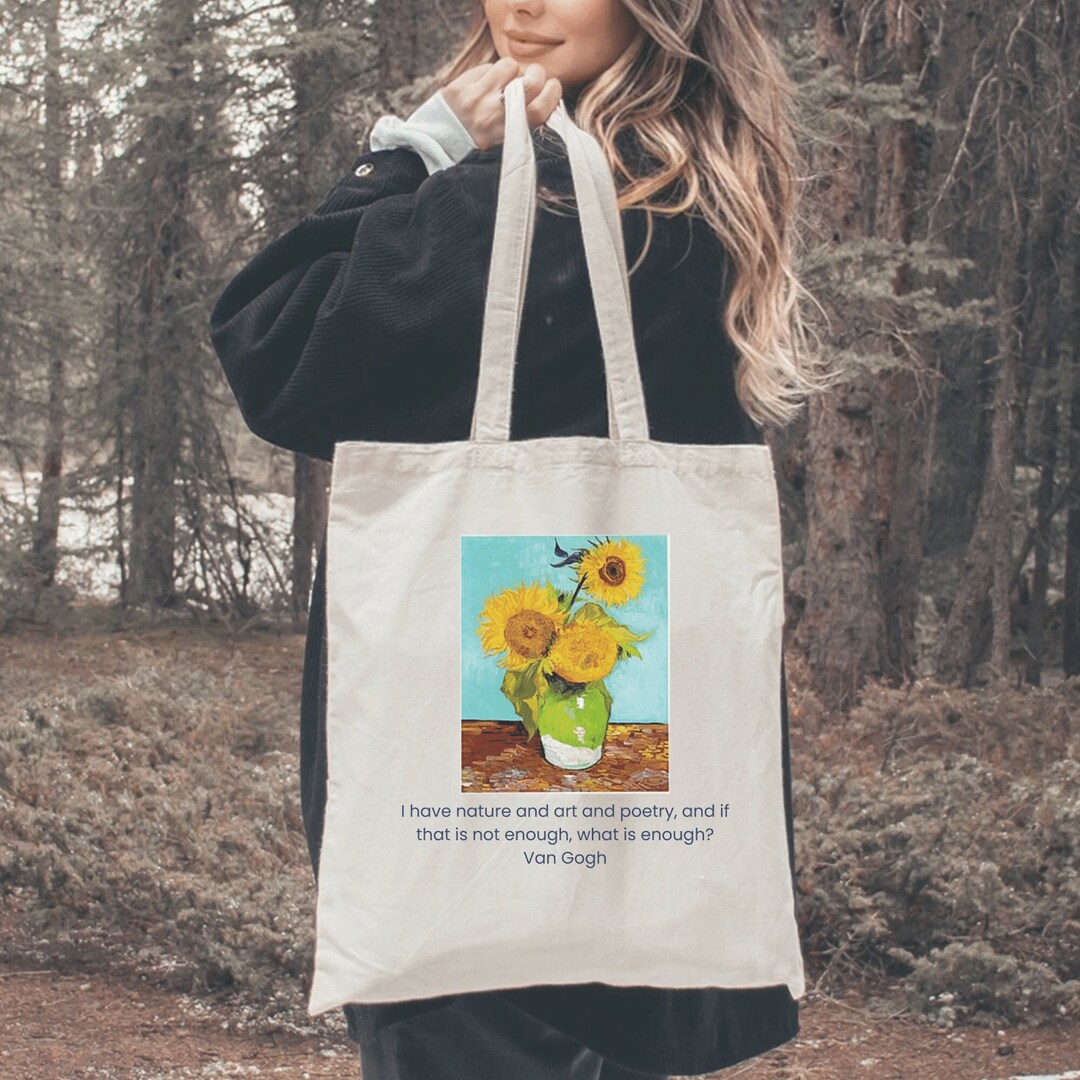 Sunflower Tote, Floral Tote, Van Gogh Sunflower Canvas Tote, Van Gogh