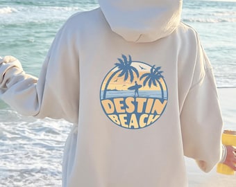 Destin Beach Shirt Sweatshirt Hoodie, Florida Shirt for Women Front Back Design, Sand Color, Oversize Trendy Hoodies, Trendy Sweatshirts