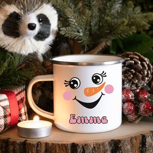 Kids Personalized Christmas Mug Custom Mugs Hot Chocolate Mugs Snowman Face Mug with Customization Custom Name Christmas Gift Idea Snowman