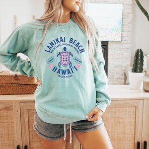 Lanikai Oahu Beach Sweatshirt Comfort Colors, Hawaii Beach Crewneck, Cute Trendy Aesthetic Shirt Gift for Coconut Girl