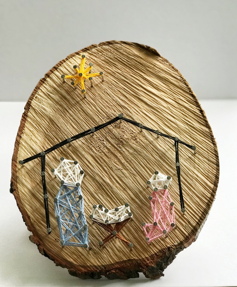 Christmas Nativity string art home decor Mary Joseph and Etsy