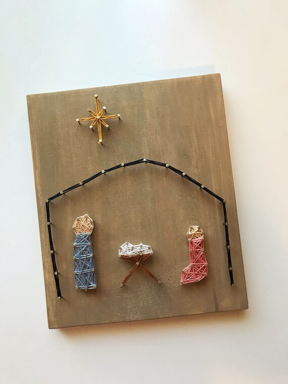 Large Wooden Nativity String Art Christmas Decor of Mary Etsy