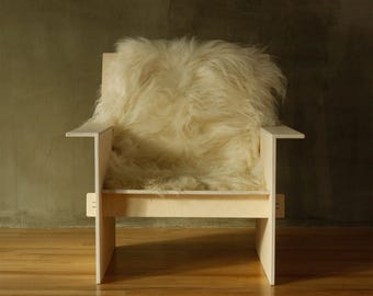 Baltic Birch Plywood No Fastener Minimalist Modern Lounge Chair - Box Chair (sheepskin sold separately)